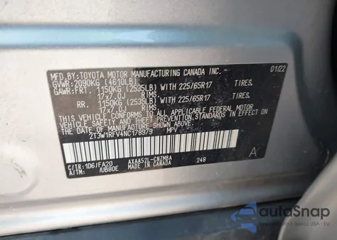 2022 Toyota Rav4 Xle from USA, damaged, VIN 2T3W1RFV4NC178979